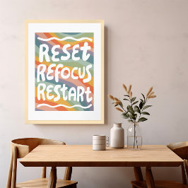 ÅTERSTÄLL FOCUS RESTART Colorful Roligt Bubble Bre Poster