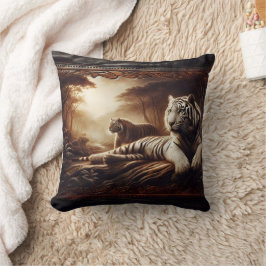 Återställa bengaltigrare i en lush-skog i Dusk Kudde