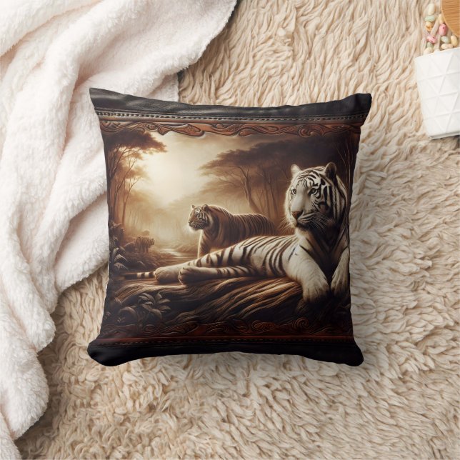 Återställa bengaltigrare i en lush-skog i Dusk Kudde (Filt)