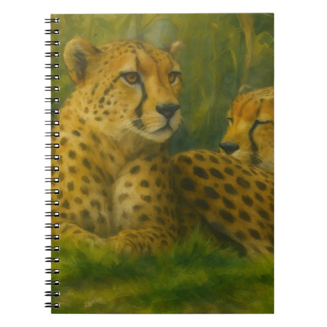 Återställa Cheetah Duo i skogsinställning Anteckningsbok (Framsidan)