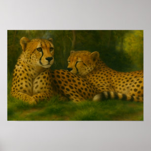 Återställa Cheetah Duo i skogsinställning Poster