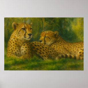Återställa Cheetah Duo i skogsinställning Poster