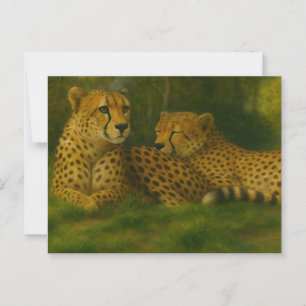Återställa Cheetah Duo i skogsinställning Vykort