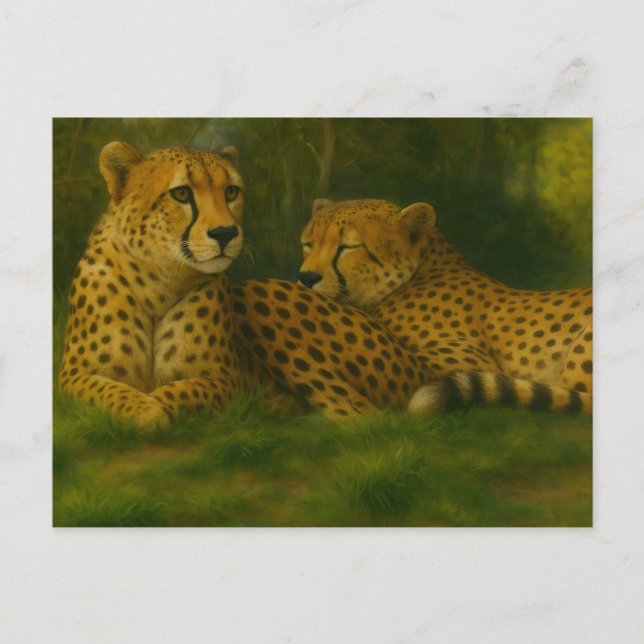 Återställa Cheetah Duo i skogsinställning Vykort (Framsida)