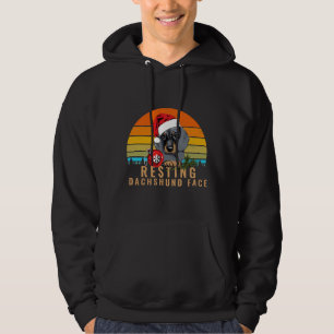 Återställa Dachshund Hund Ansikte God jul Retro Hoodie