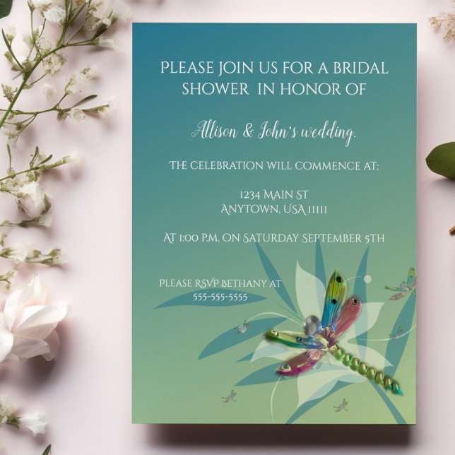 Återställa Dragonfly Inbjudningskort för möhippan (Resting Dragonfly Bridal Shower Invitation)