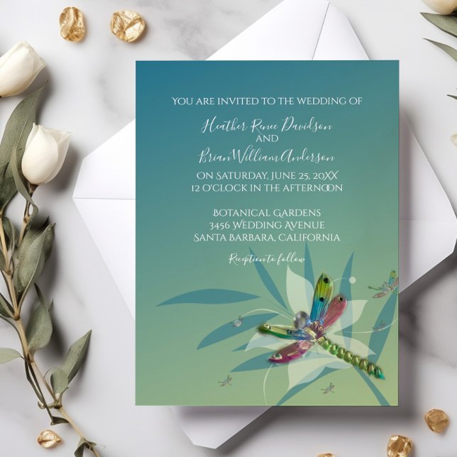 Återställa inbjudan till Dragonfly Wedding (Resting Dragonfly Wedding Invitation)