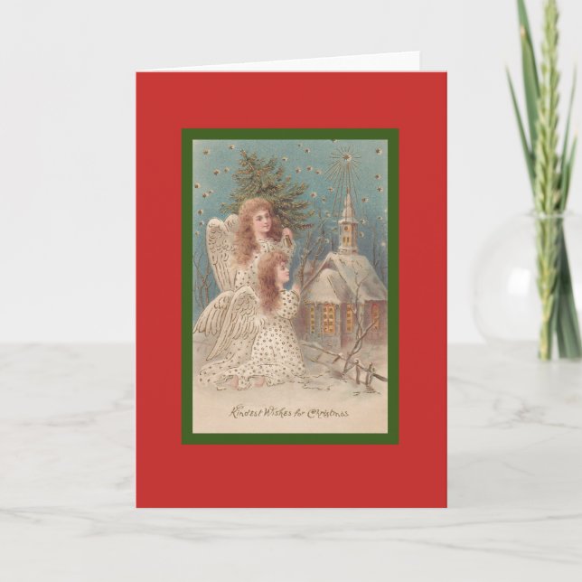 ÅTERSTÄLLA KRISTMAS ANGEL-ANPASSNINGSBAR KORT (Framsida)
