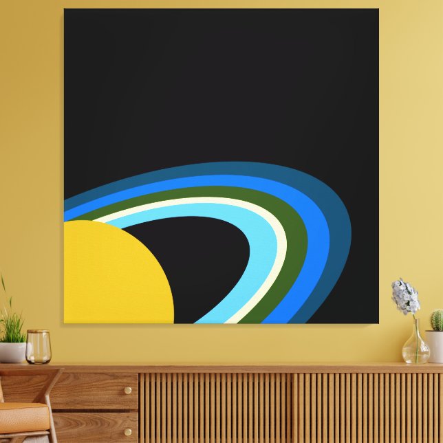 Återställa mättad färglös Ringar Black Rymden Canvastryck (Insitu (Vardagsrum))