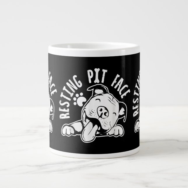 Återställa Pit Ansikte Rolig hund Pitbull-nod Jumbo Mugg (Framsidan)