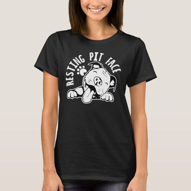 Återställa Pit Ansikte Rolig hund Pitbull-nodkläde T Shirt (Framsida)