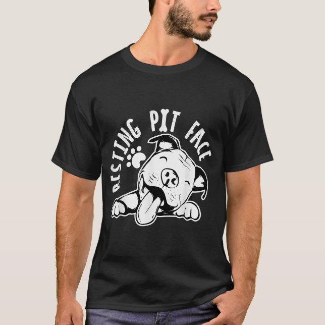 Återställa Pit Ansikte Rolig hund Pitbull-nodkläde T Shirt (Framsida)