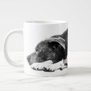 Återställa Pitbull Mix Black and White Mugg Jumbo Mugg