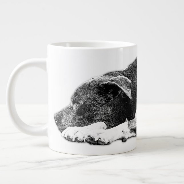 Återställa Pitbull Mix Black and White Mugg Jumbo Mugg (Vänster)
