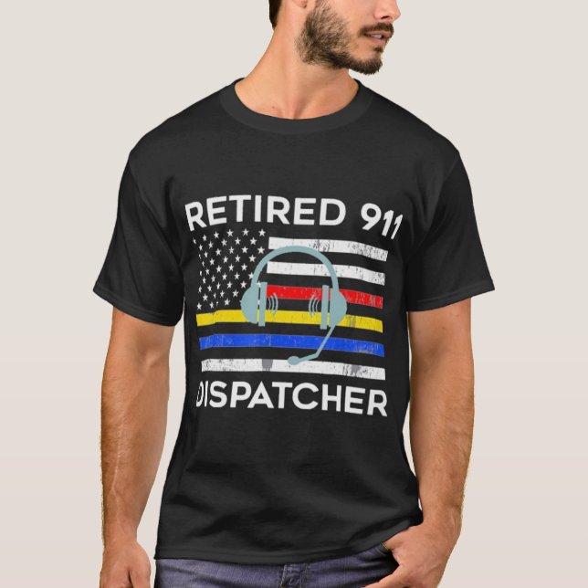 Återställd 911 Dispatcher-Flagga T Shirt (Framsida)
