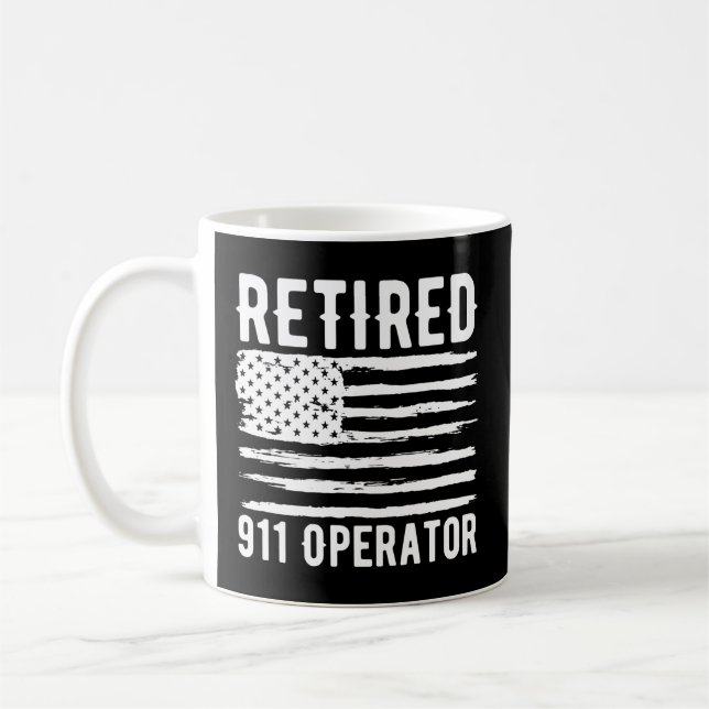 Återställd 911 Operator Profession American Flagga Kaffemugg (Vänster)