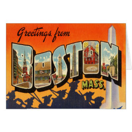 Återställd Boston vintage resorvykort Hälsningskort