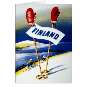 Återställd Finland vintage resoraffisch Hälsningskort