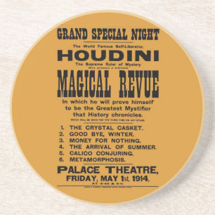 Återställd Harry Houdini gul affischtavla 1914 Underlägg Sandsten