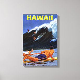 Återställd Hawaii vintage resoraffisch Canvastryck