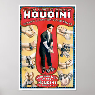 Återställd Houdini trollkarlvintage affisch 1909
