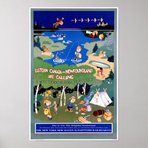 Återställd Kanada Newfoundland vintage Poster
