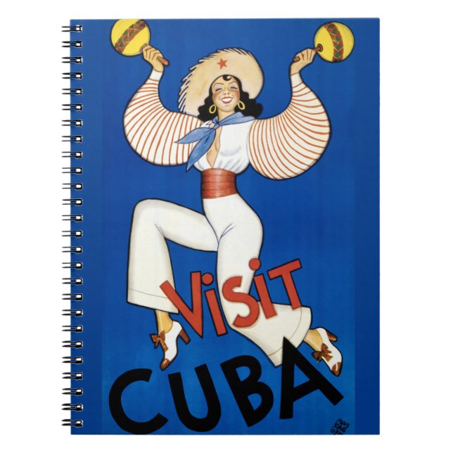 Återställd Kubavintage resoraffisch Anteckningsbok Med Spiral (Framsidan)
