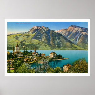 Återställd vintage beskådar av Spiez (Bern) Poster