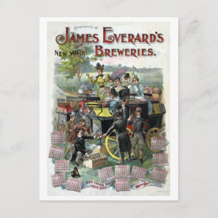 Återställd Vintage New York-kalender för bryggeri Vykort