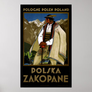 Återställd Zakopane Polen vintage resoraffisch Poster