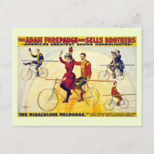 Återställda bicyle acrobats Forepaugh Sells Vykort