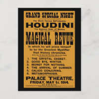 Återställde 1914 Harry Houdini gult-affischtavla