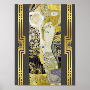 Återställde Klimt Vatten-serpents Art nouveau Poster