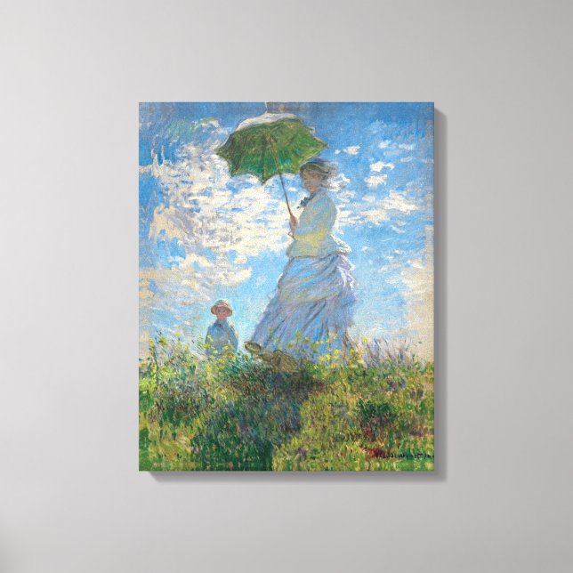 Återställde Monets kvinna med parasol Stroll Canvastryck (Framsida)