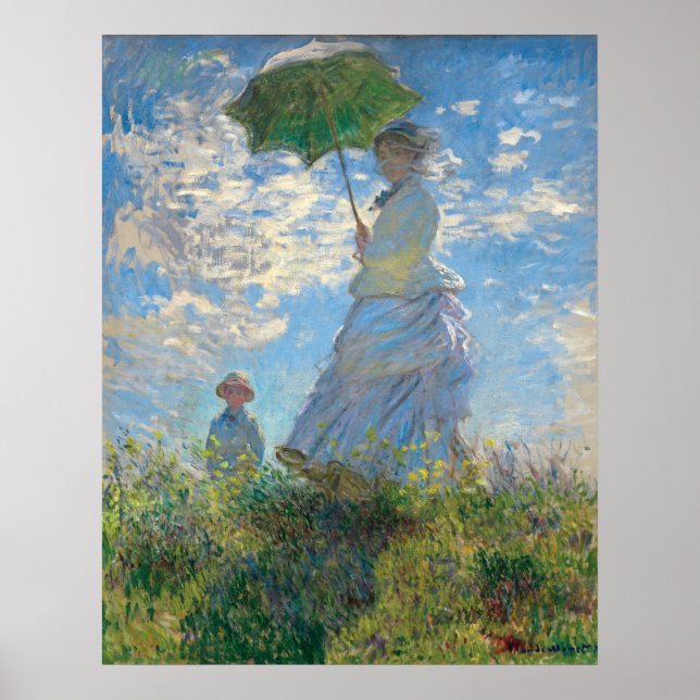 Återställde Monets kvinna med parasol Stroll Poster (Framsidan)
