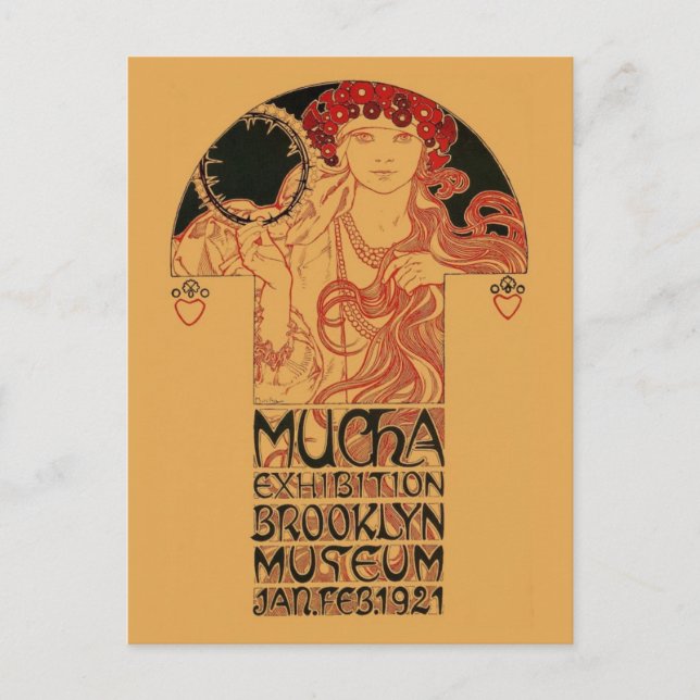 Återställde Mucha Brooklyn Museum Art Exhibition Vykort (Framsida)