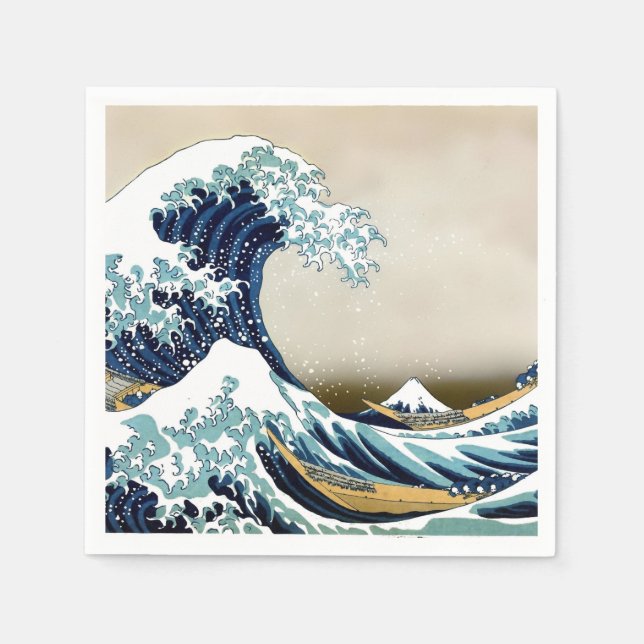 Återställde Underbar Wave från Kanagawa av Hokusai Pappersservett (Framsidan)