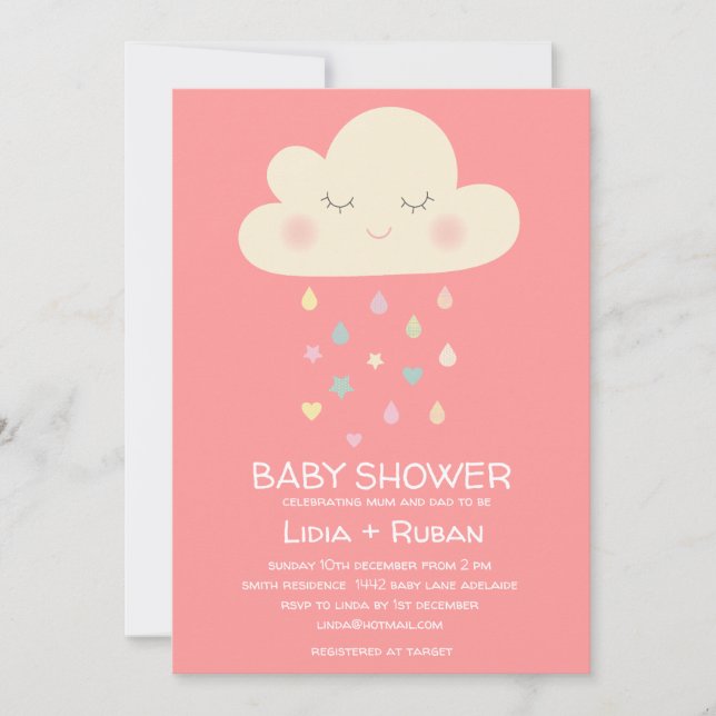 Återställer inbjudan till Cloud Baby Shower (Framsida)