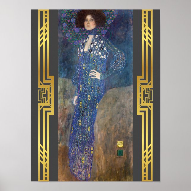 Återställer målning av Klimt Emilie Floge Art nouv Poster (Framsidan)