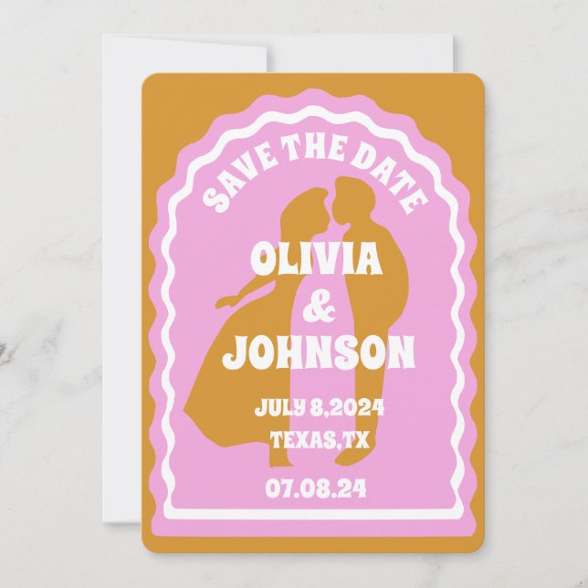 Återställning av modern minimal Gult Vågigt Fet-da Spara Datumet (Framsida)