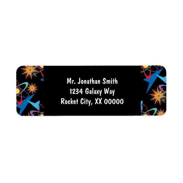 Återställning av omfärgad Mönster i utrymmesåldern Returadress Etikett (Framsidan)