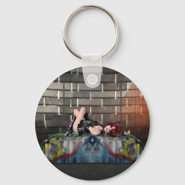 Återställning av Rödhårig på Goth City Keychain Nyckelring (Framsida)