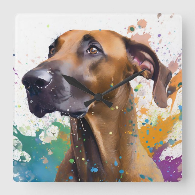 Återställnings-Hund Fyrkantig Klocka (Framsida)