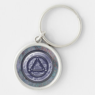 Återställningsnykterhet nyktra Keychain Rund Silverfärgad Nyckelring