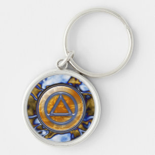 Återställningsnykterhet nyktra Keychain Rund Silverfärgad Nyckelring