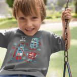 Återställningsroboter för anpassningsbar-meddeland t shirt<br><div class="desc">Du kan anpassa sloganen "LÅT OSS GO NÖT" på den här grafiken med ett eget anpassningsbar-meddelande. Den här skjortan med roligt har söta illustrationer av reflexrobotar i röda och blå nyanser tillsammans med koordinering av hex nöt.</div>