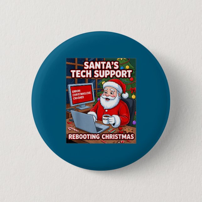 Återstartar Tech Santa s Support T-shirt Knapp (Framsida)