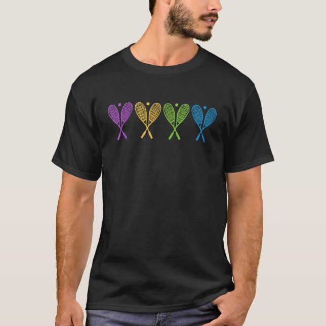 Återtro Squash-racket med squash bollar för play s T Shirt (Framsida)