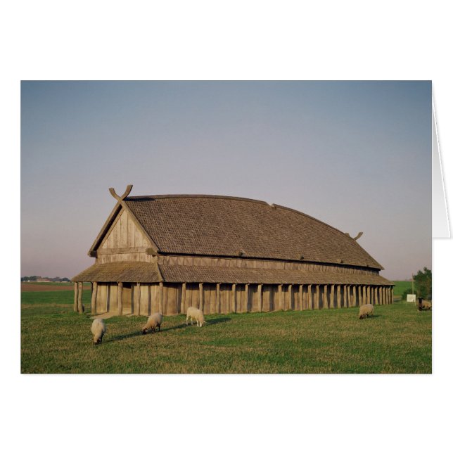 Återuppbyggnad av 100-talets Viking house Hälsningskort (Framsidan Horizontal)