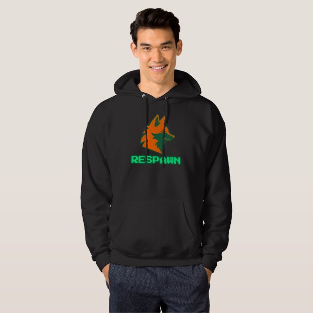 ÅTERUPPLEV – Neon Gamer Fox Logo Hoodie (Hel framsida)